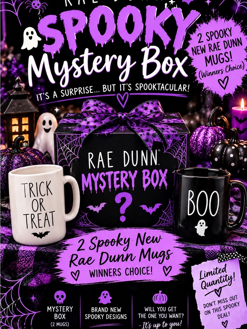 Rae Dunn Halloween Mystery Box includes 2 mystery mugs
